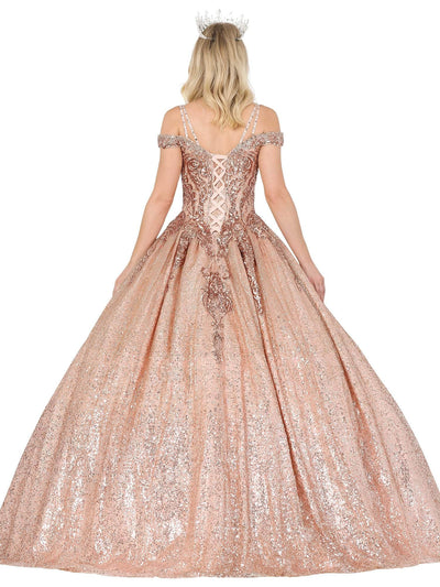 Dancing Queen 1515 - Cold Shoulder Sequin Ballgown Ball Gowns