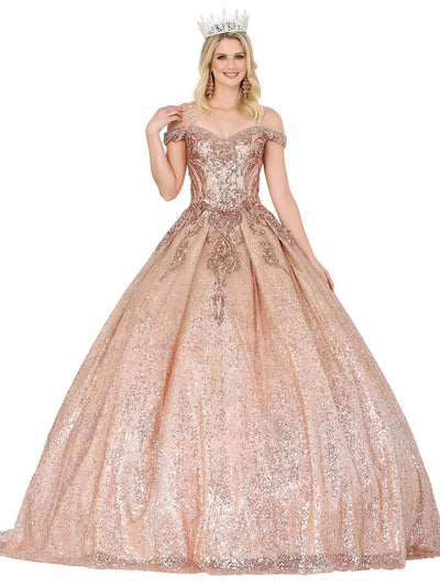 Dancing Queen 1515 - Cold Shoulder Sequin Ballgown Ball Gowns