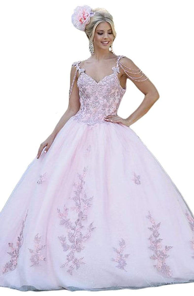 Dancing Queen - 1546 Bead-Garlanded Embroidered Bodice Ballgown Quinceanera Dresses XS / Blush