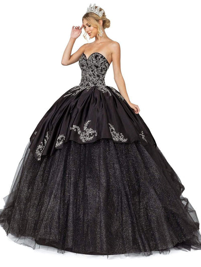 Dancing Queen - 1557 Strapless Sweetheart Lace Applique Ballgown Quinceanera Dresses