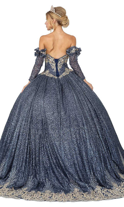 Dancing Queen - 1568 Beaded Long Sleeve Ballgown Quinceanera Dresses