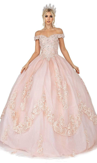 Dancing Queen - 1575 Applique Detailed Ballgown Quinceanera Dresses XS / Blush