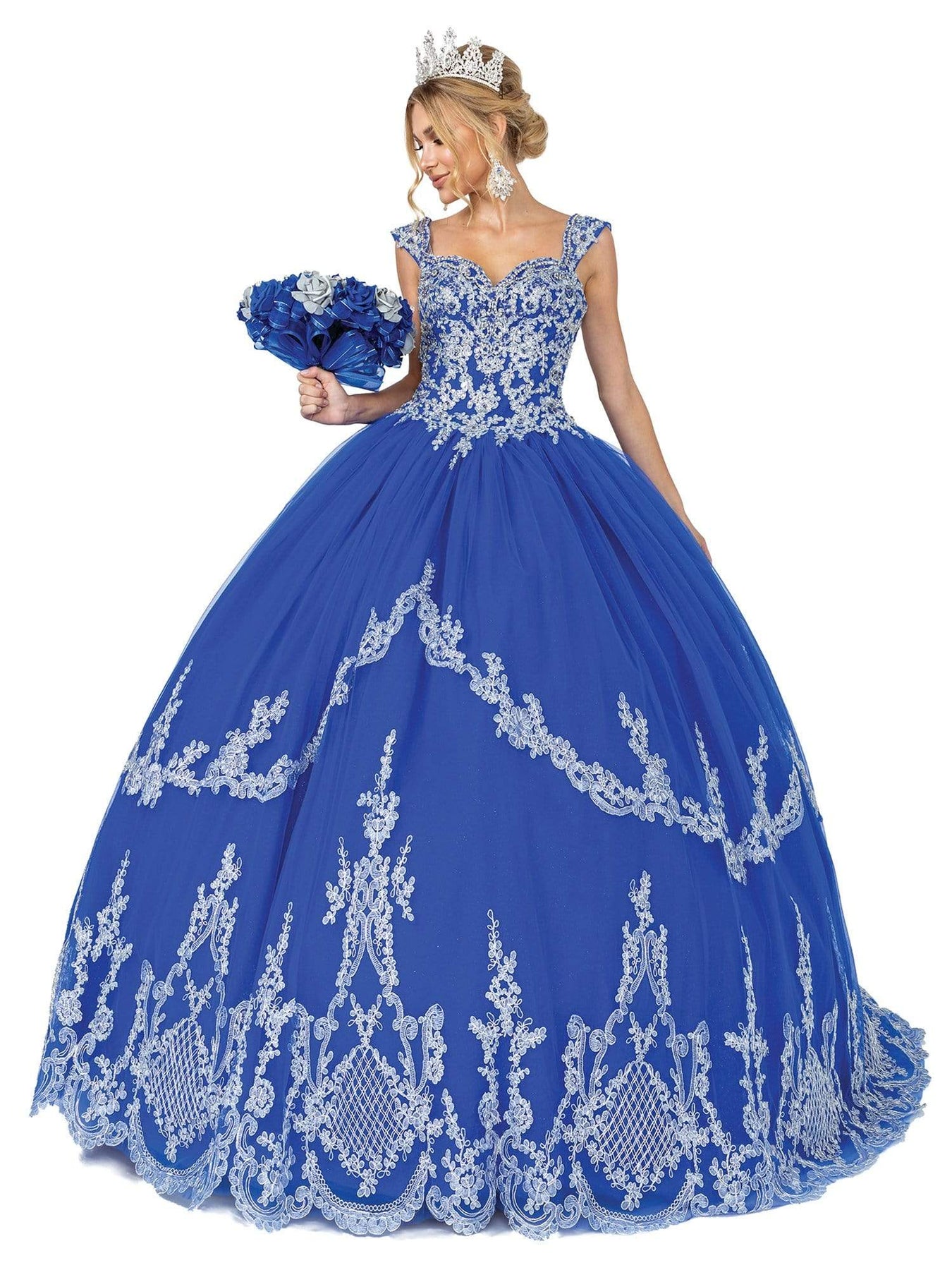Dancing Queen - 1576 Cap Sleeve Applique Ballgown Special Occasion Dress
