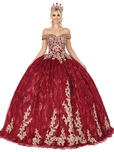 Dancing Queen - 1579 Appliqued Glitter Print Ballgown Quinceanera Dresses