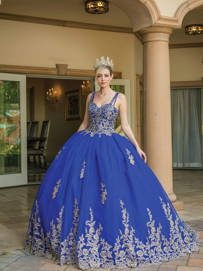 Dancing Queen - 1593 Lace Applique Sweetheart Ballgown Special Occasion Dress In Blue