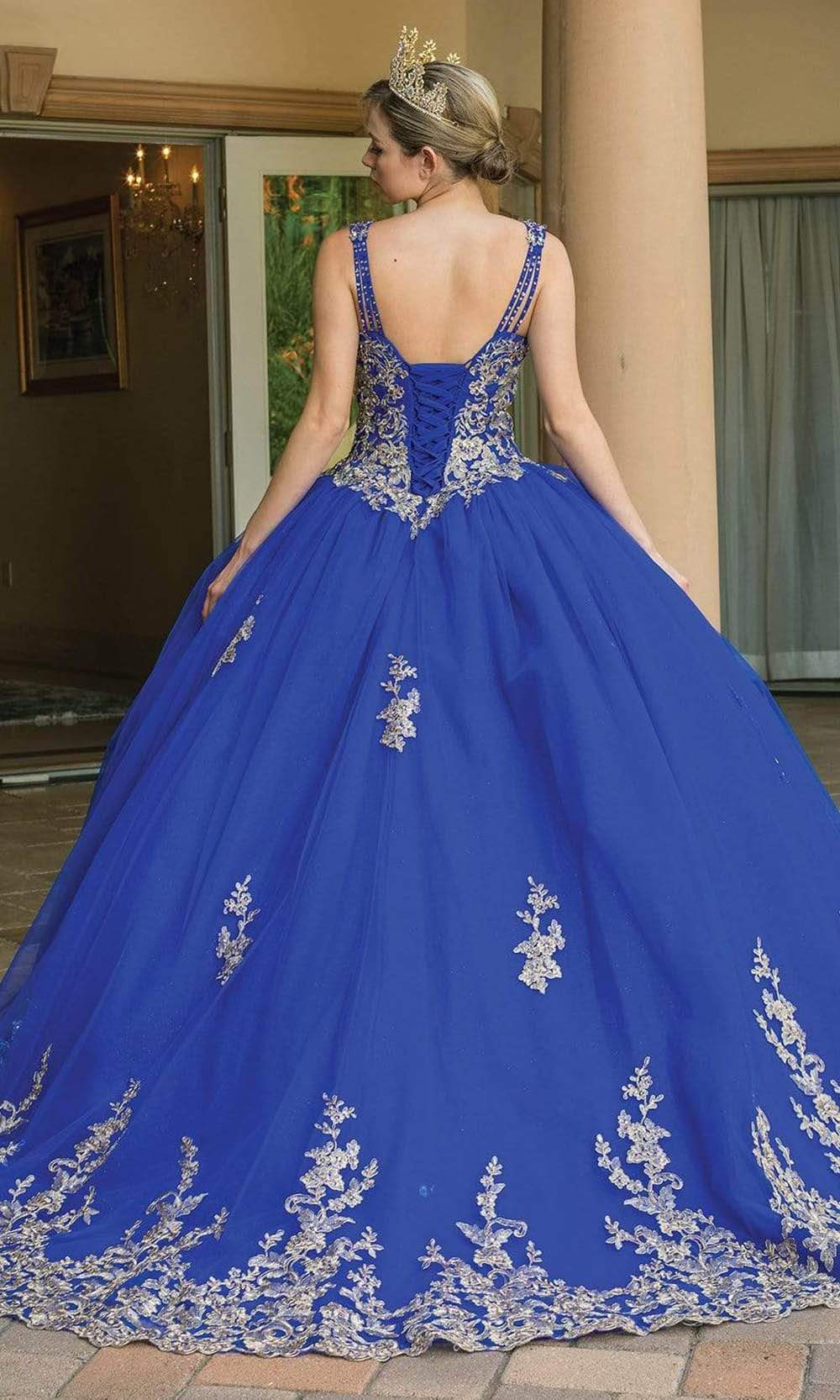 Dancing Queen - 1593 Lace Applique Sweetheart Ballgown Quinceanera Dresses