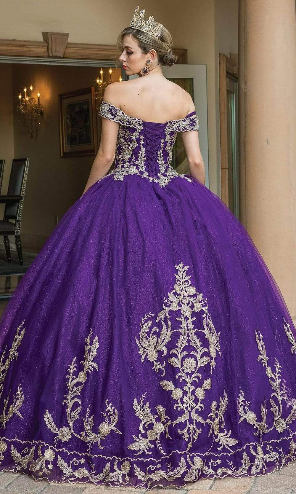 Dancing Queen - 1596 Embroidered Off Shoulder Ballgown Quinceanera Dresses