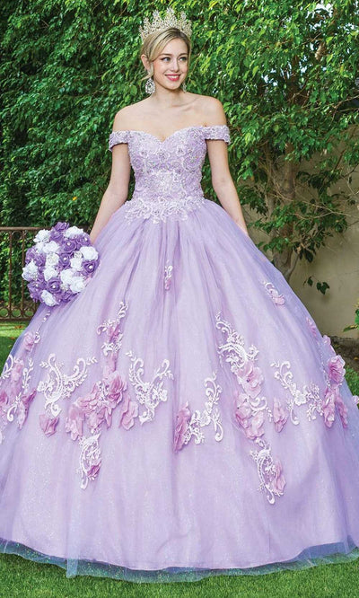 Dancing Queen - 1598 Floral Accented Ballgown Quinceanera Dresses XS / Lilac