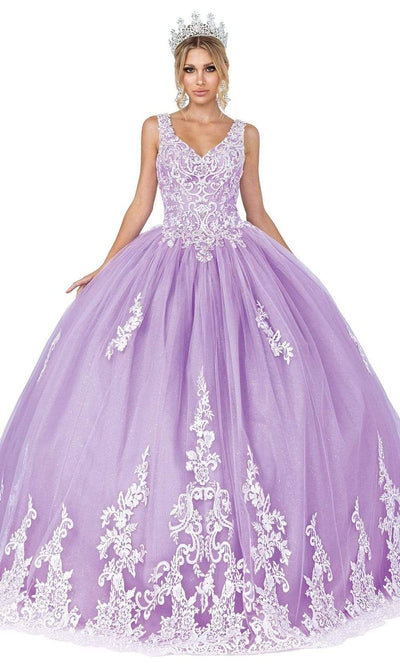 Dancing Queen - 1608 Floral Lace Ballgown Special Occasion Dress XS / Lilac