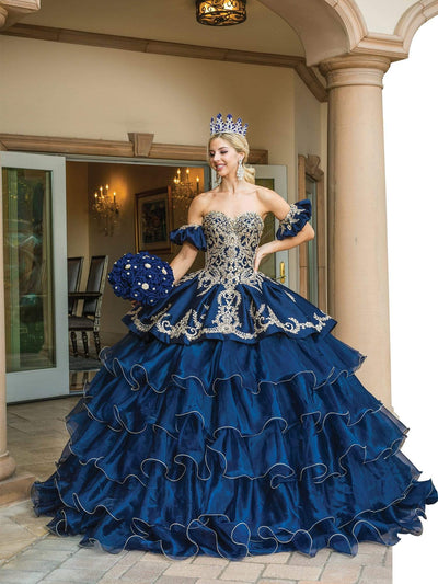 Dancing Queen - 1637 Embellished Sweetheart Tiered Ballgown Special Occasion Dress In Blue