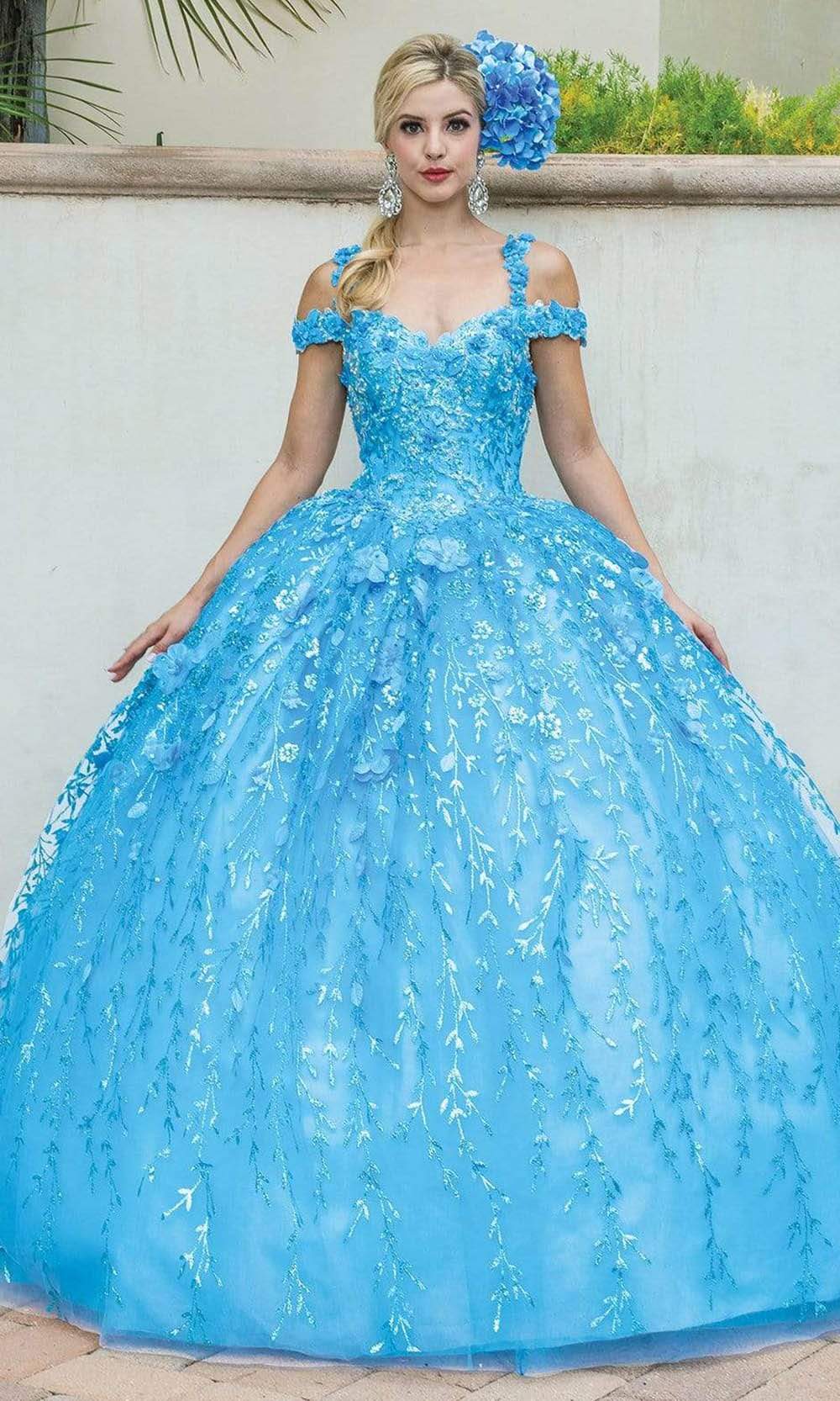 Dancing Queen - 1640 3D Floral Applique Corset Lace-Up Back Ballgown Special Occasion Dress
