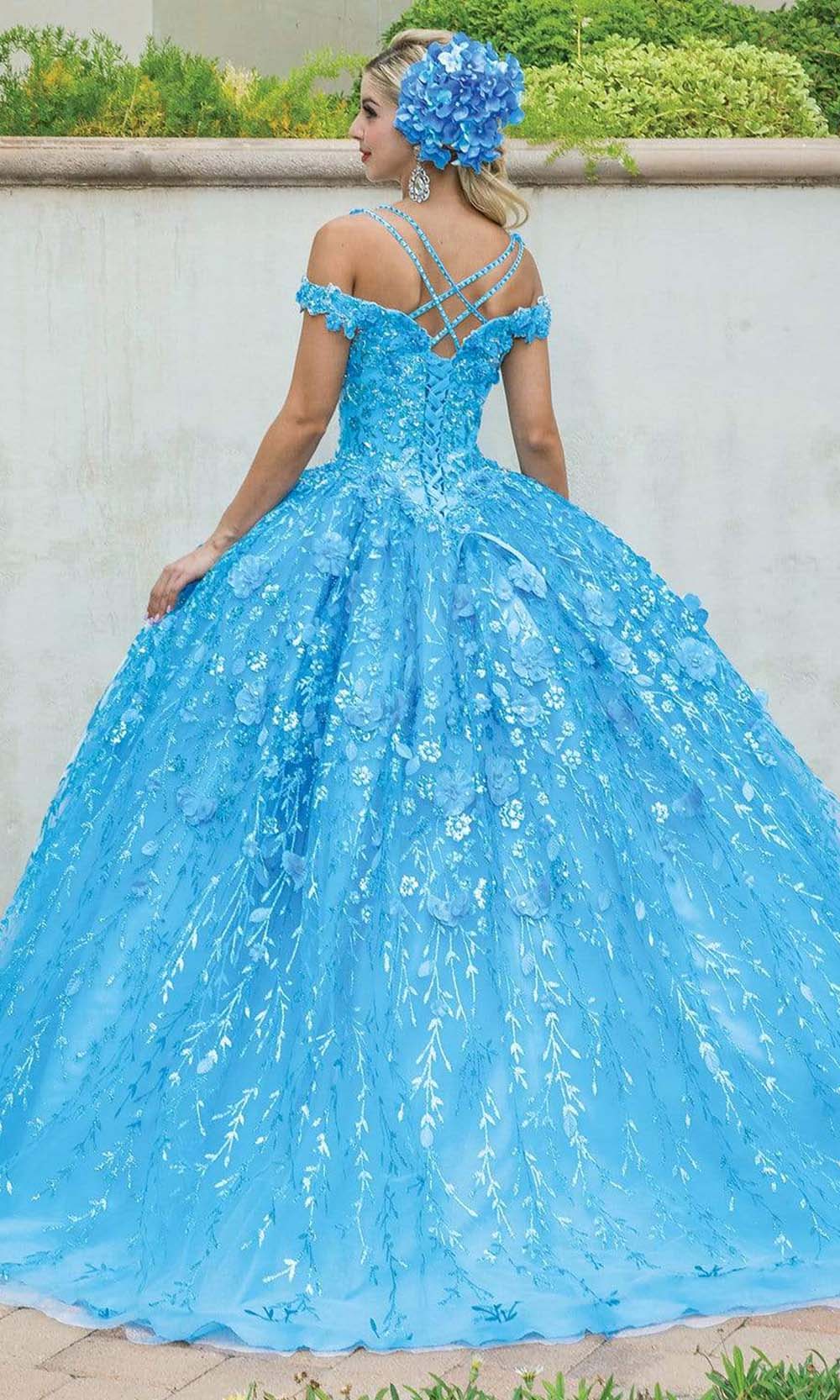 Dancing Queen - 1640 3D Floral Applique Corset Lace-Up Back Ballgown Special Occasion Dress