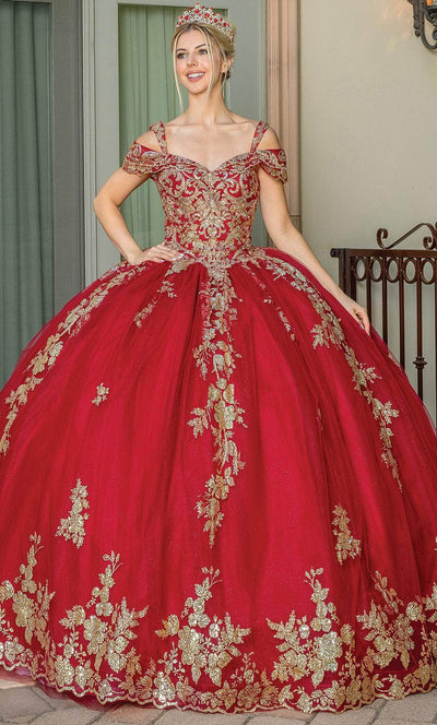 Dancing Queen 1657 - Sequin Embroidered Sweetheart Ballgown Ball Gowns XS / Burgundy
