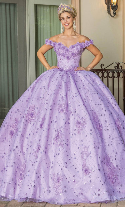 Dancing Queen 1660 - Blossom Applique Quinceanera Ballgown Ball Gowns XS / Lilac