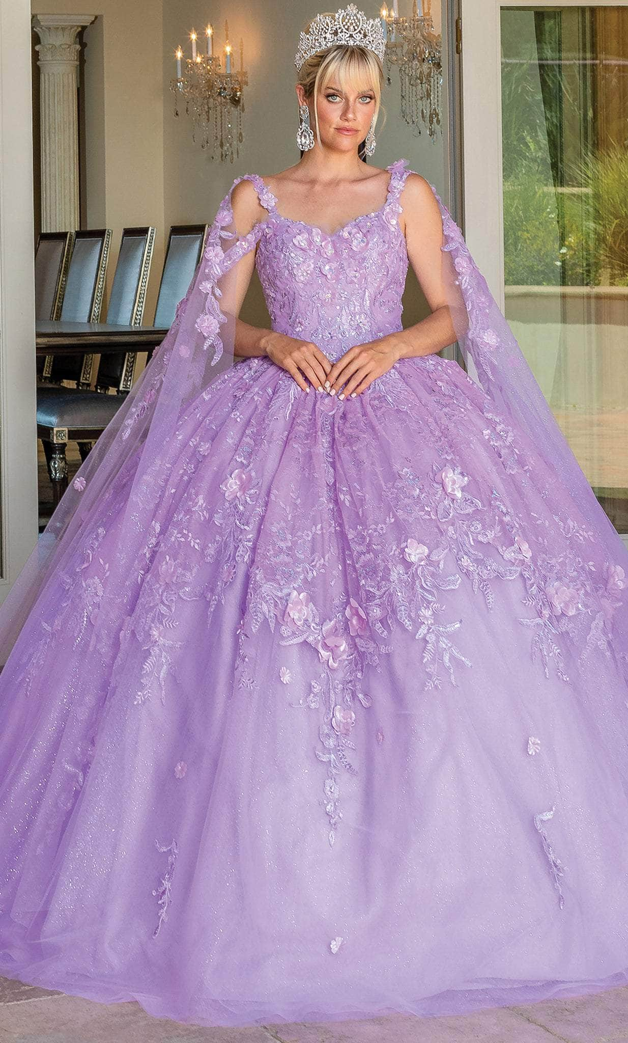 Dancing Queen 1664 - Floral Quinceanera Ballgown Ball Gowns XS / Lilac