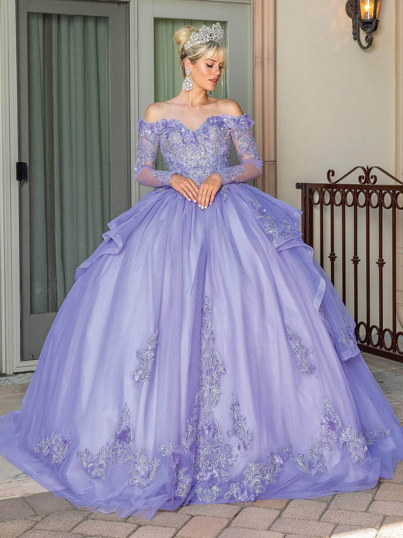 Dancing Queen 1667 - Long Sleeve Quinceanera Ballgown Special Occasion Dress