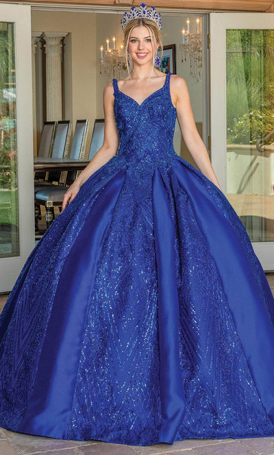 Dancing Queen 1680 - Sleeveless Glitter Quinceanera Ballgown Ball Gowns XS / Royal Blue