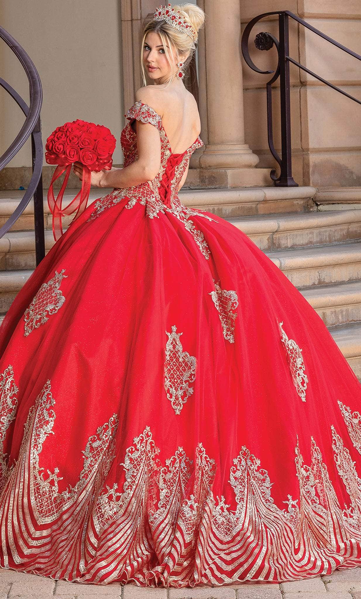 Dancing Queen 1681 - Embroidered Off Shoulder Ballgown Ball Gowns