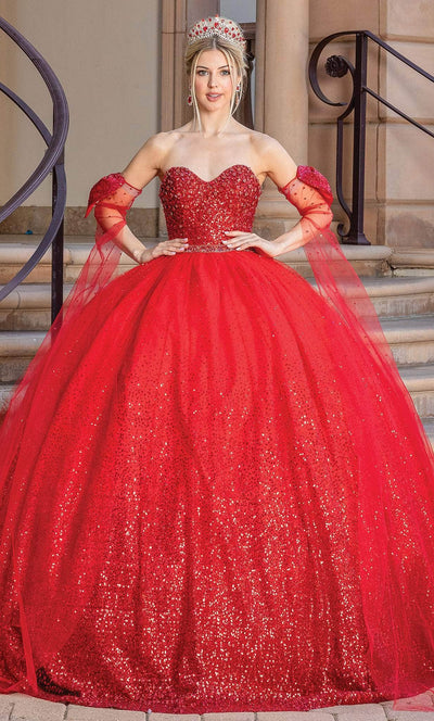Dancing Queen 1683 - Strapless Sequin Quinceanera Ballgown Ball Gowns XS / Red