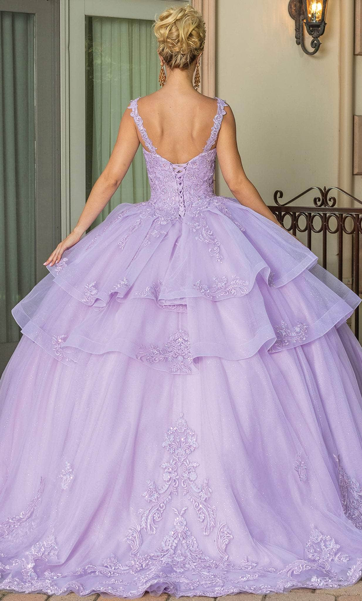 Dancing Queen 1686 - Embroidered Tiered Ballgown Ball Gowns