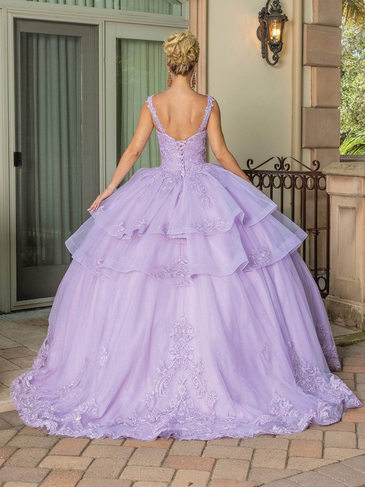 Dancing Queen 1686 - Embroidered Tiered Ballgown Special Occasion Dress