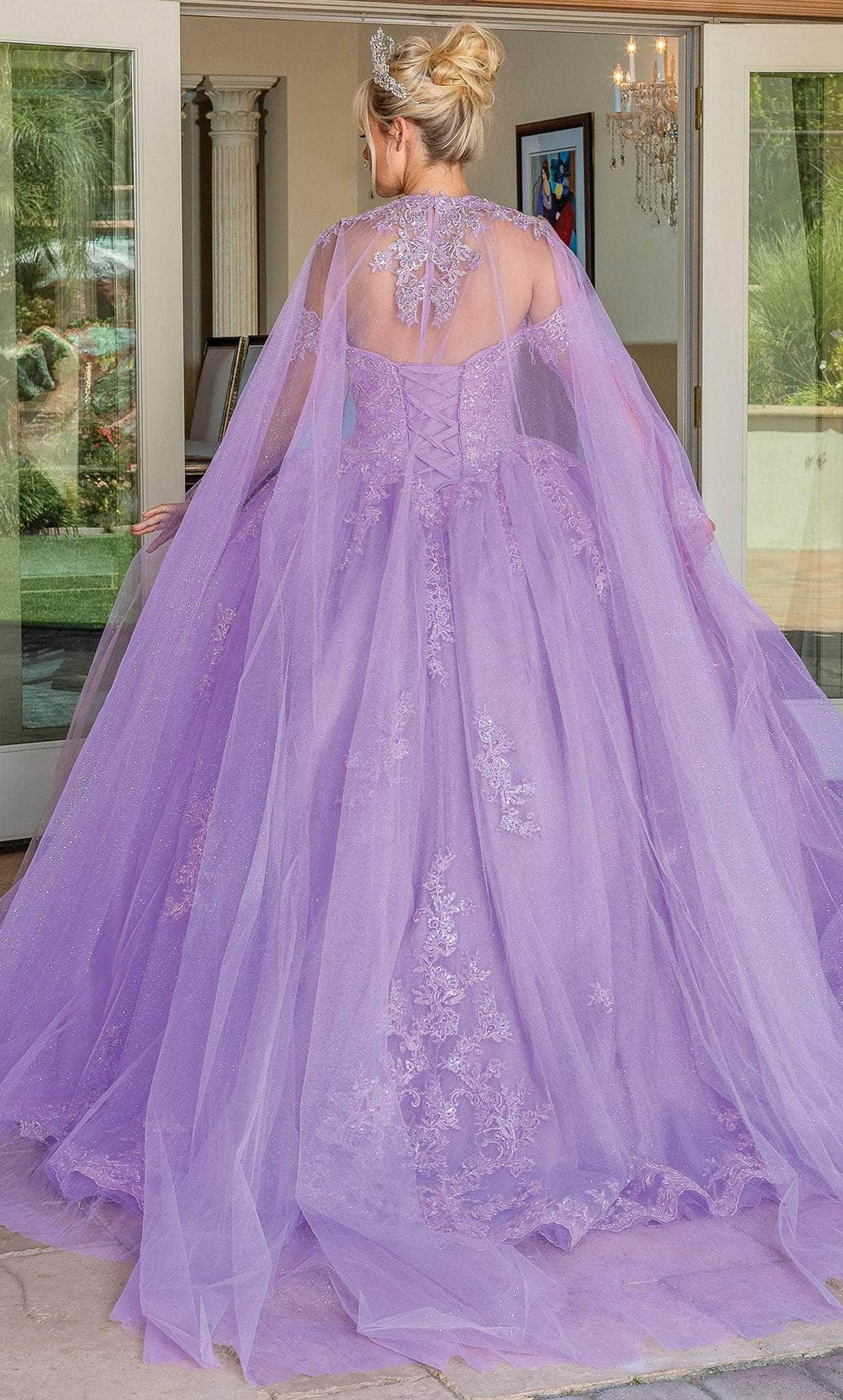 Dancing Queen 1691 - Sweetheart Detachable Cape Ballgown Quinceanera Dresses