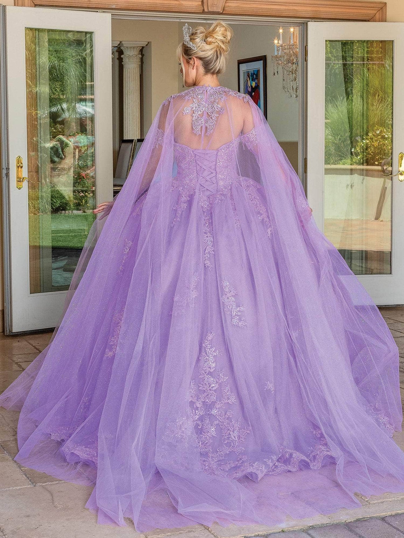 Dancing Queen 1691 - Sweetheart Detachable Cape Ballgown Quinceanera Dresses