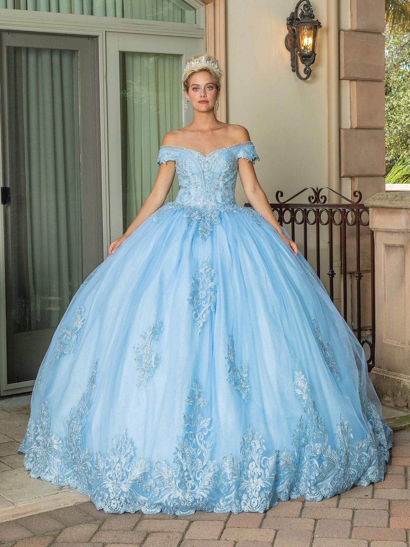 Dancing Queen 1699 - Lace Detail Quinceanera Ballgown Special Occasion Dress