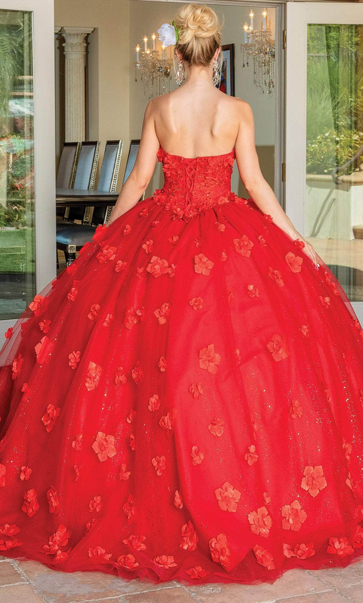 Dancing Queen 1704 - Floral Strapless Ballgown Quinceanera Dresses