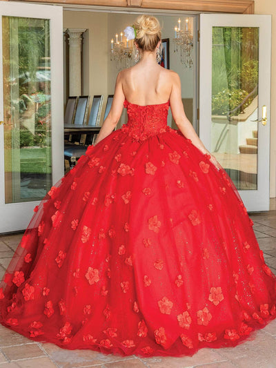 Dancing Queen 1704 - Floral Strapless Ballgown Quinceanera Dresses