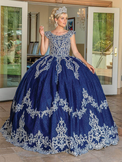 Dancing Queen 1709 - Scoop Neck Beaded Appliqued Ballgown Special Occasion Dress