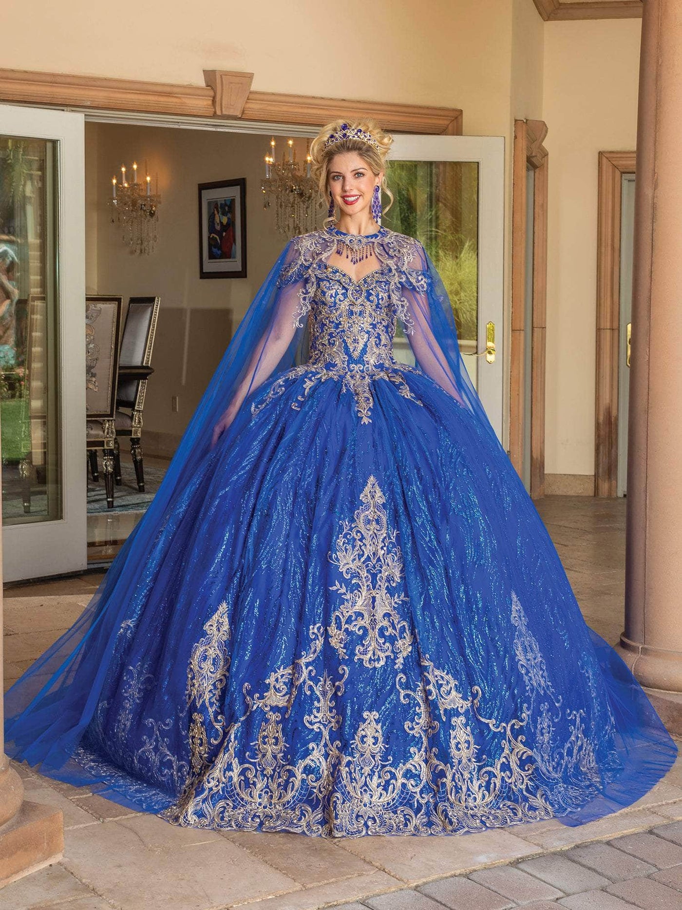 Dancing Queen 1719 - Detachable Cape Sweetheart Ballgown Quinceanera Dresses