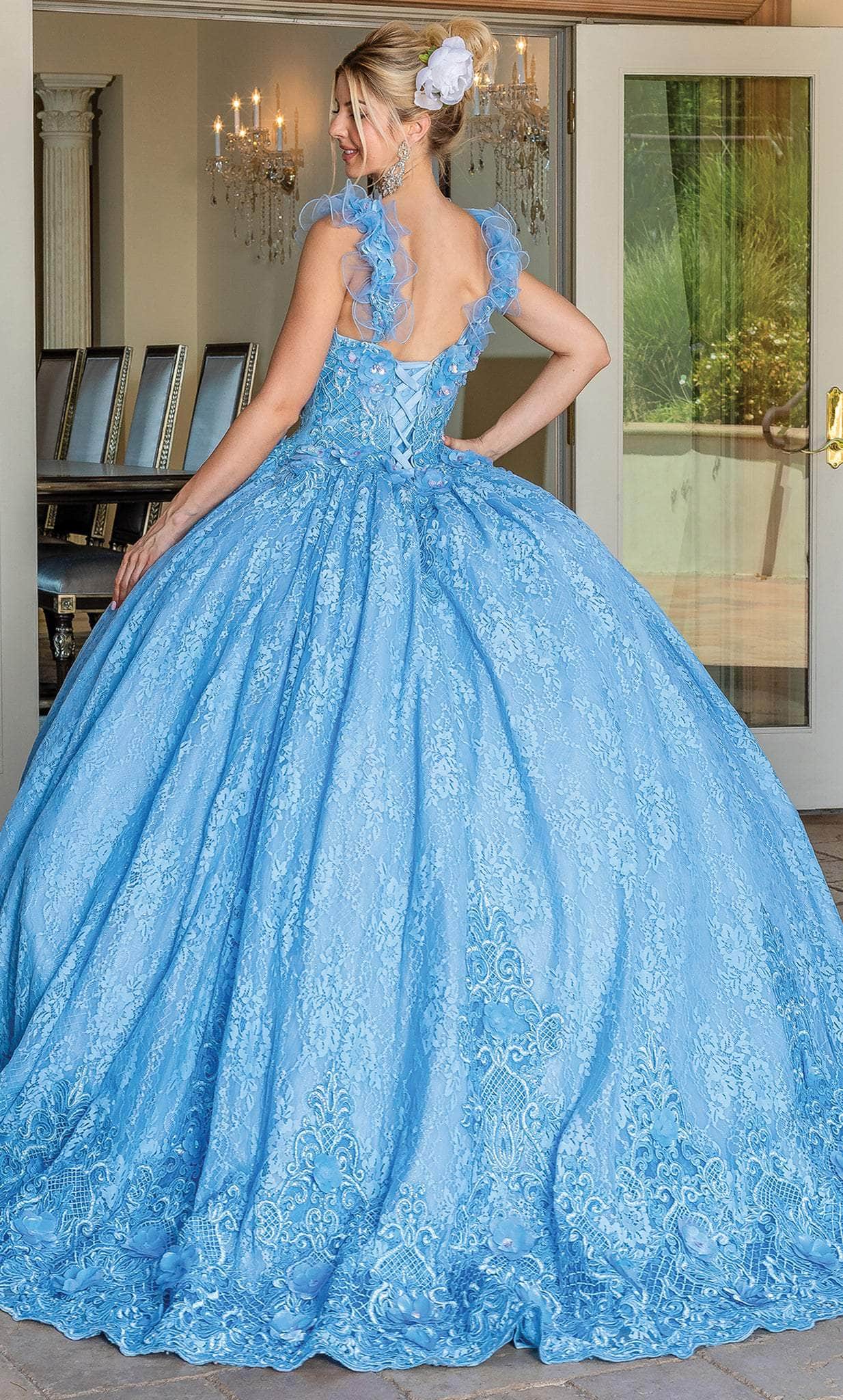 Dancing Queen 1721 - 3D Floral Embellished Sleeveless Ballgown Ball Gowns