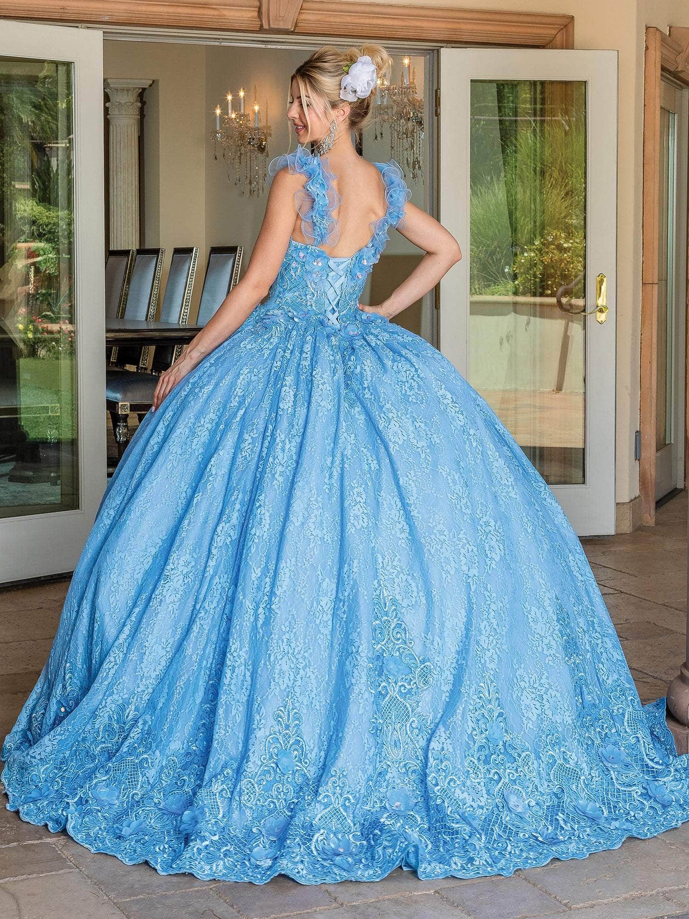 Dancing Queen 1721 - 3D Floral Embellished Sleeveless Ballgown Ball Gowns