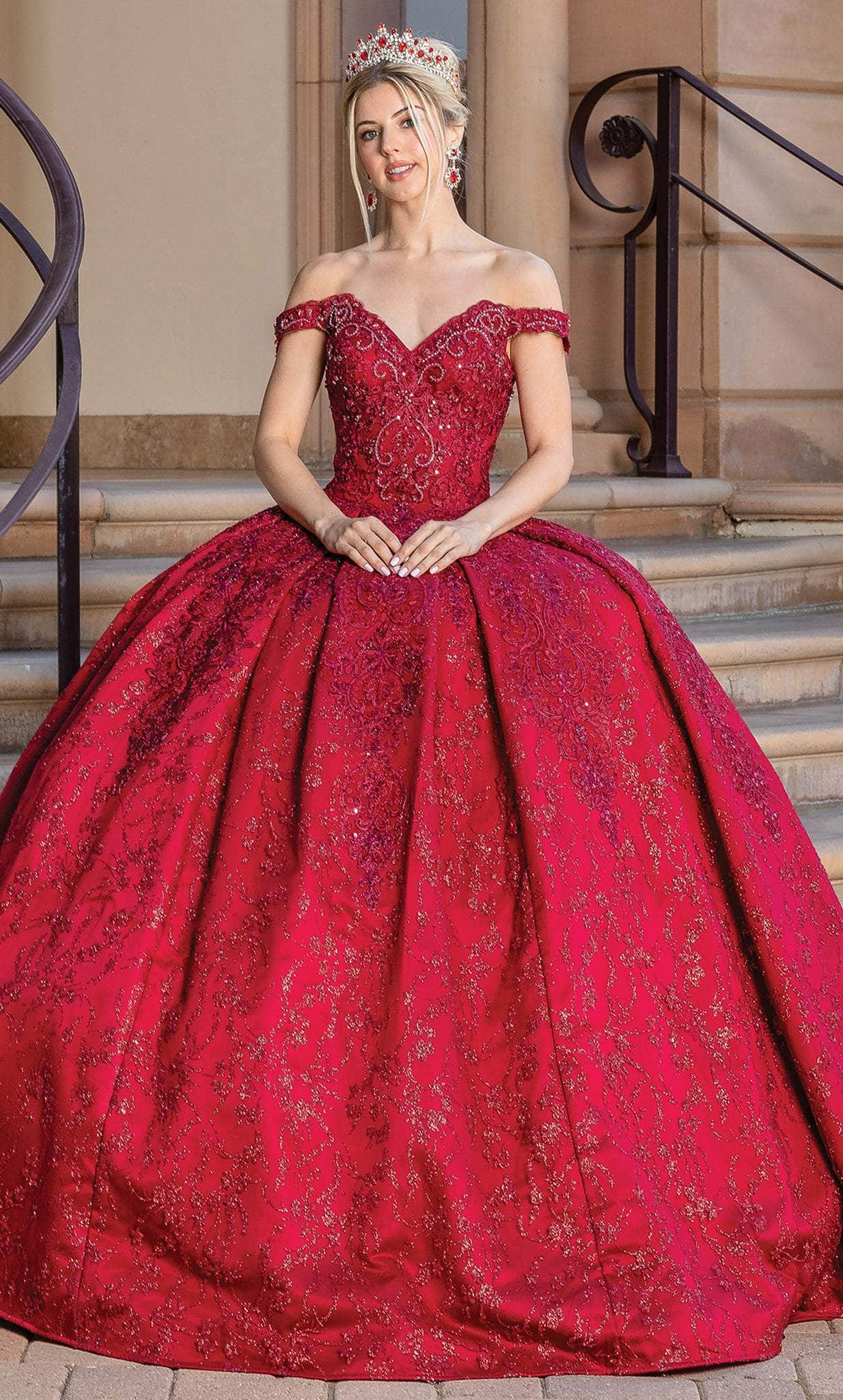 Dancing Queen 1722 - Off-Shoulder Embellished Ballgown Ball Gowns