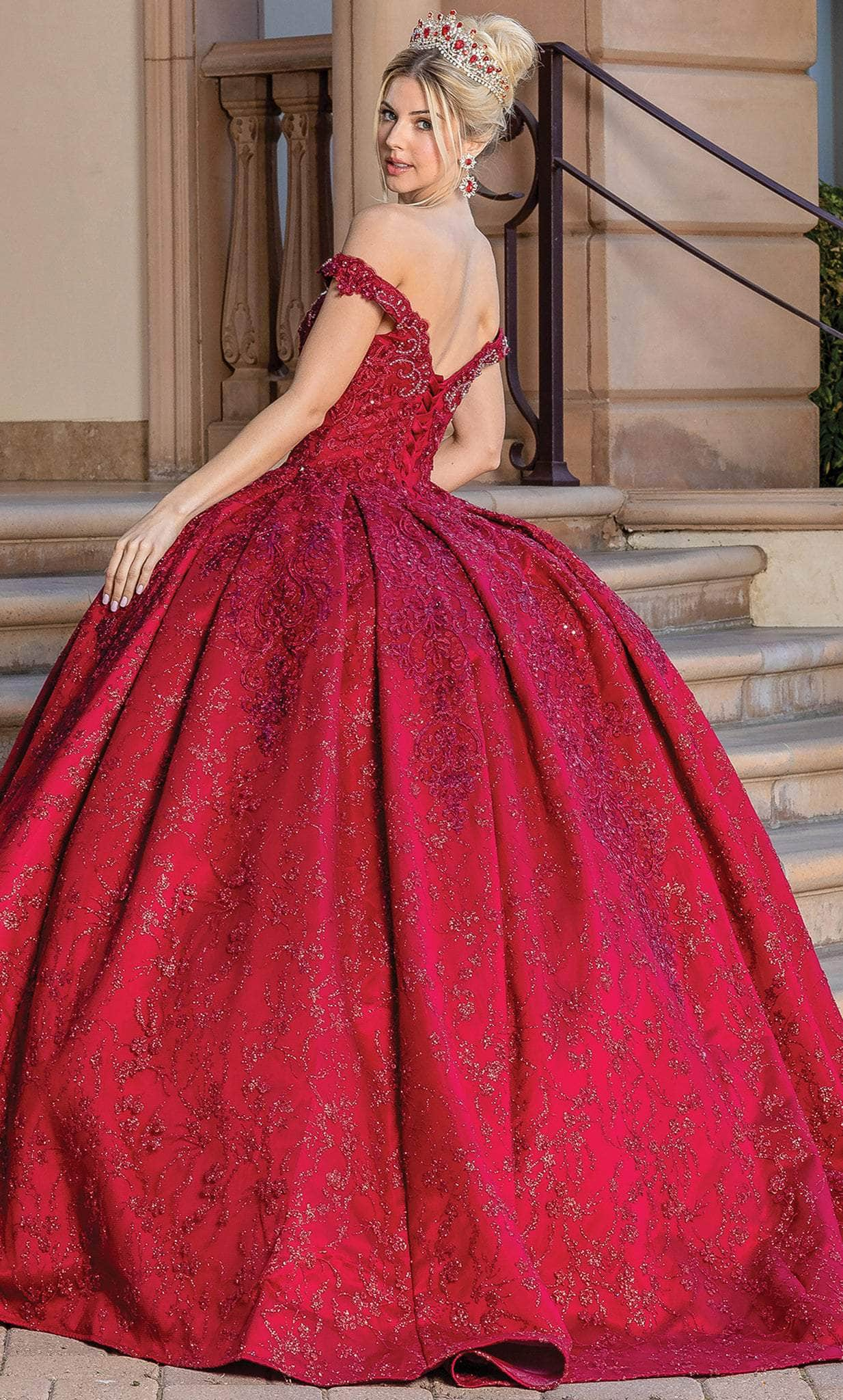 Dancing Queen 1722 - Off-Shoulder Embellished Ballgown Ball Gowns