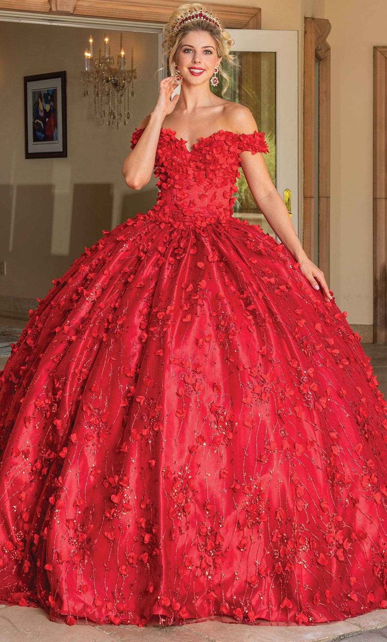 Dancing Queen 1734 - Petal Ornate Quinceanera Ballgown Ball Gowns XS / Red