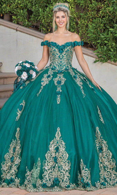 Dancing Queen 1739 - 3D Floral Quinceanera Ballgown Special Occasion Dress XS / Hunter Green
