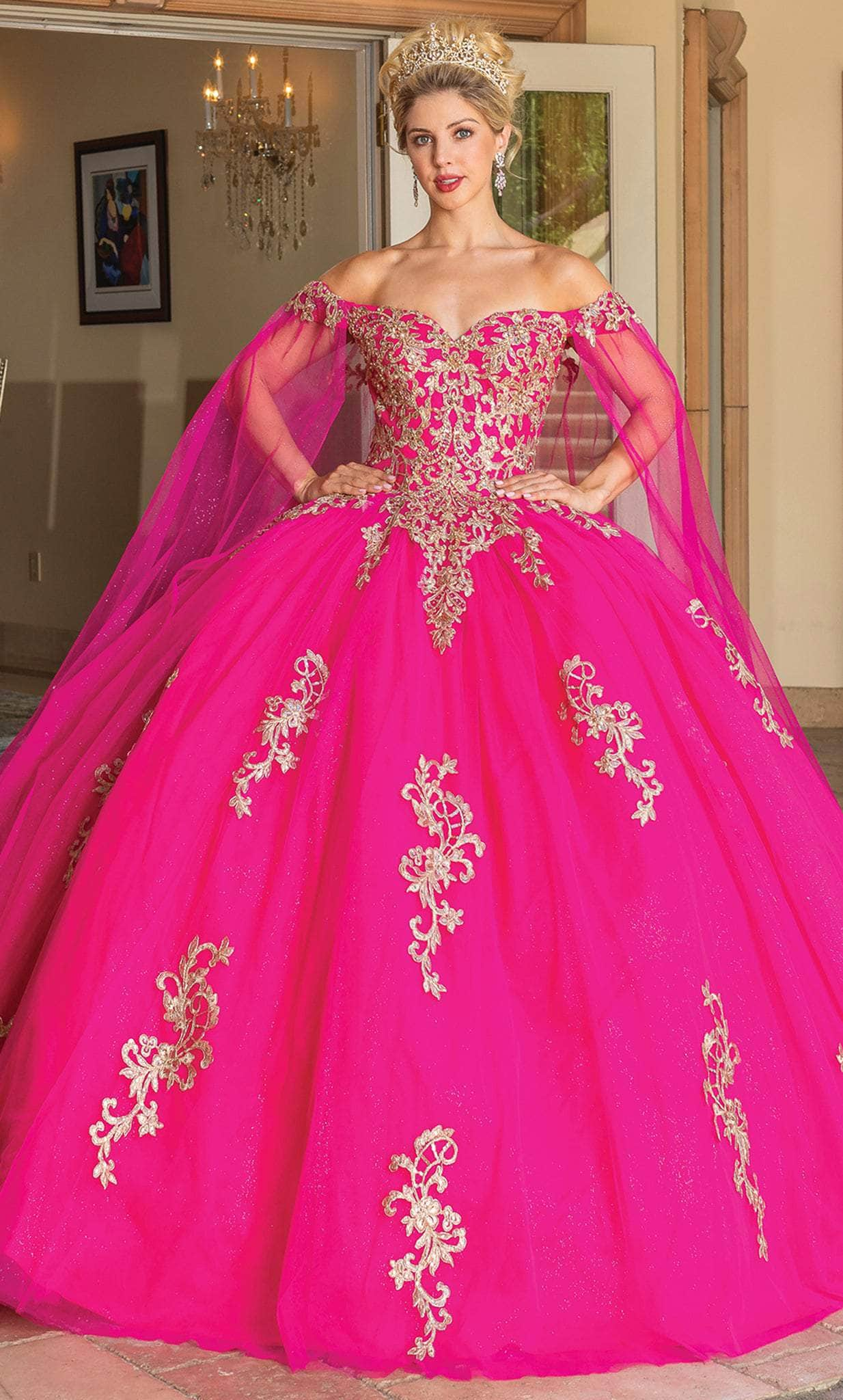 Dancing Queen 1740 - Off Shoulder Quinceanera Ballgown Ball Gowns XS / Fuchsia