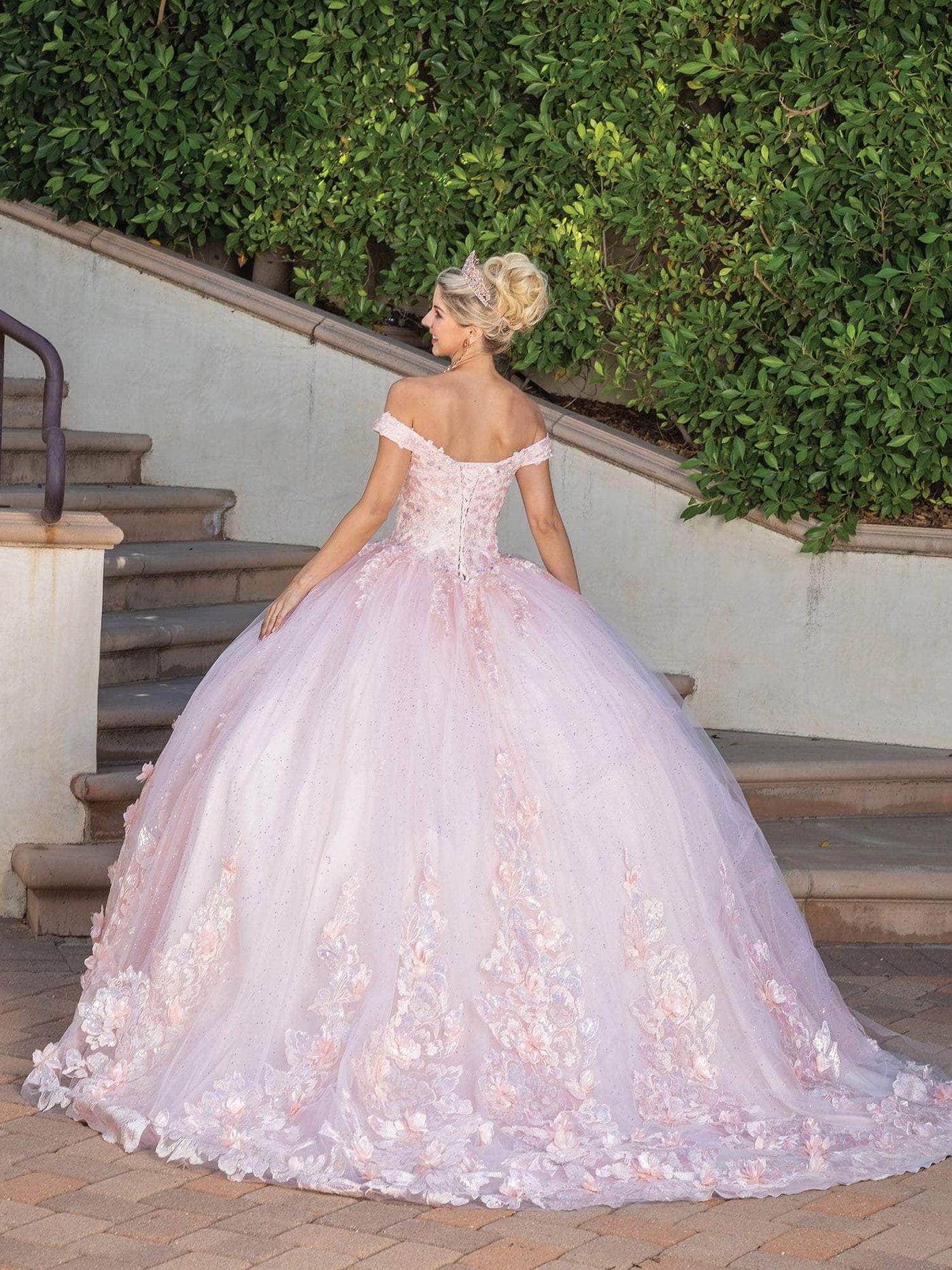 Dancing Queen 1748 - 3D floral Embellished Off-Shoulder Ballgown Ball Gowns