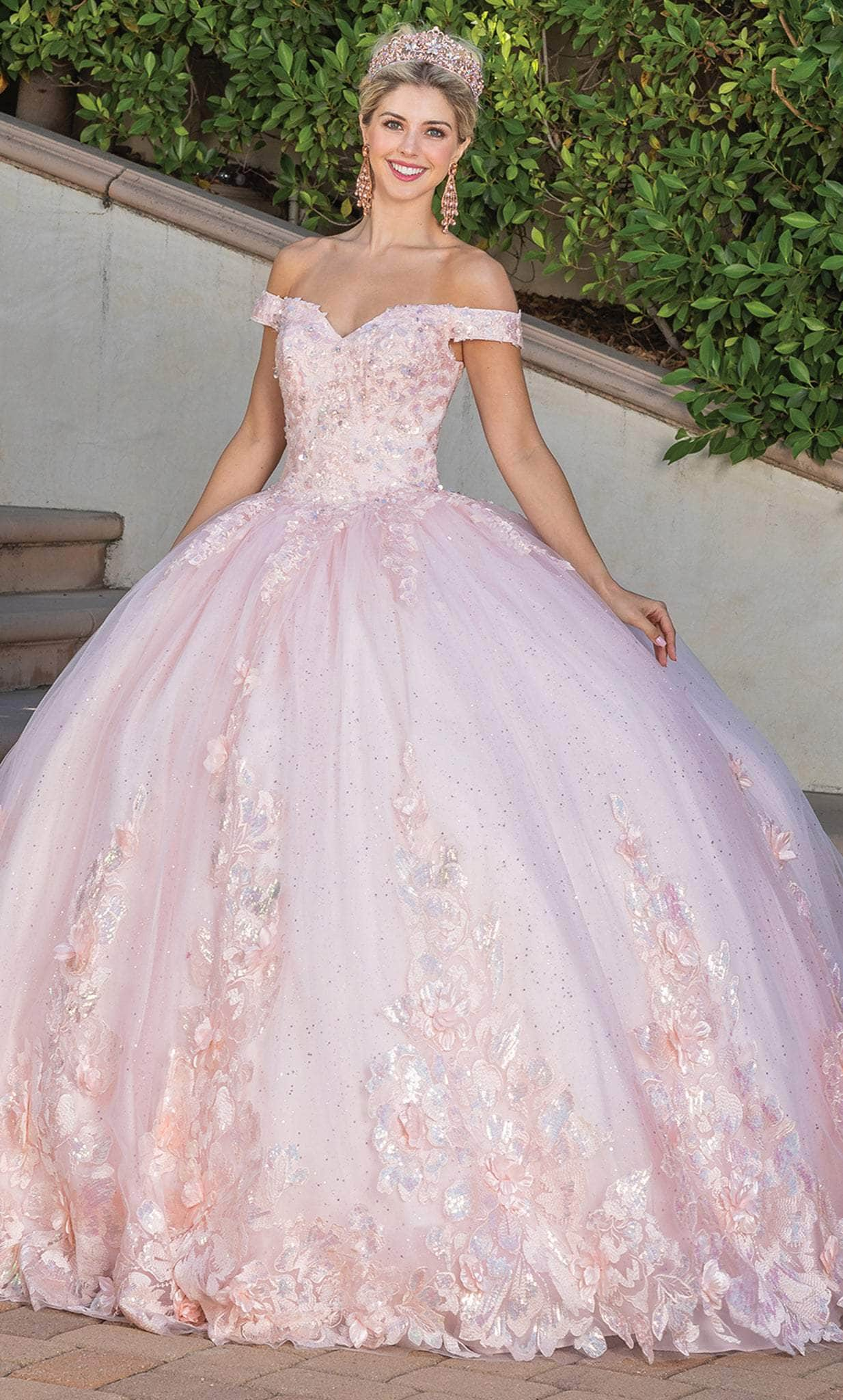 Dancing Queen 1748 - 3D floral Embellished Off-Shoulder Ballgown Ball Gowns