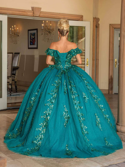 Dancing Queen 1766 - Ruffled Off-Shoulder Embellished Ballgown Special Occasion Dress