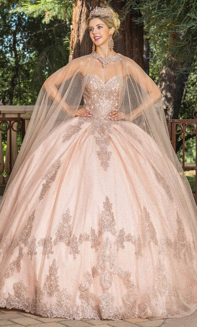 Dancing Queen 1771 - Embellished Strapless Ballgown Quinceanera Dresses XS / Rose Gold