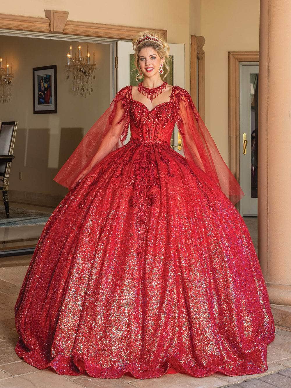 Dancing Queen 1776 - Bell Sleeve Glitter Ballgown Special Occasion Dress