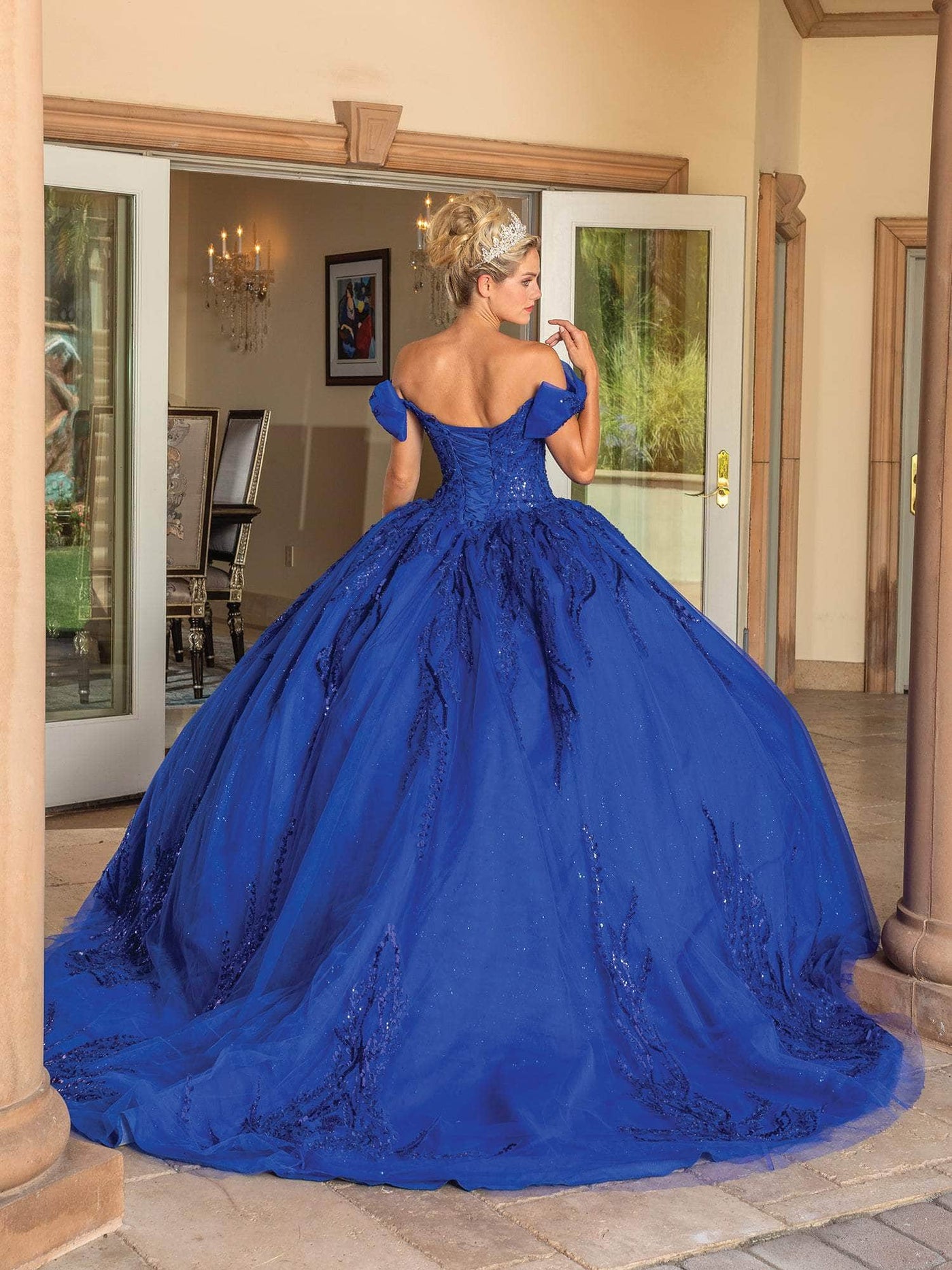 Dancing Queen 1780 - Bow Accented Off Shoulder Ballgown Special Occasion Dress