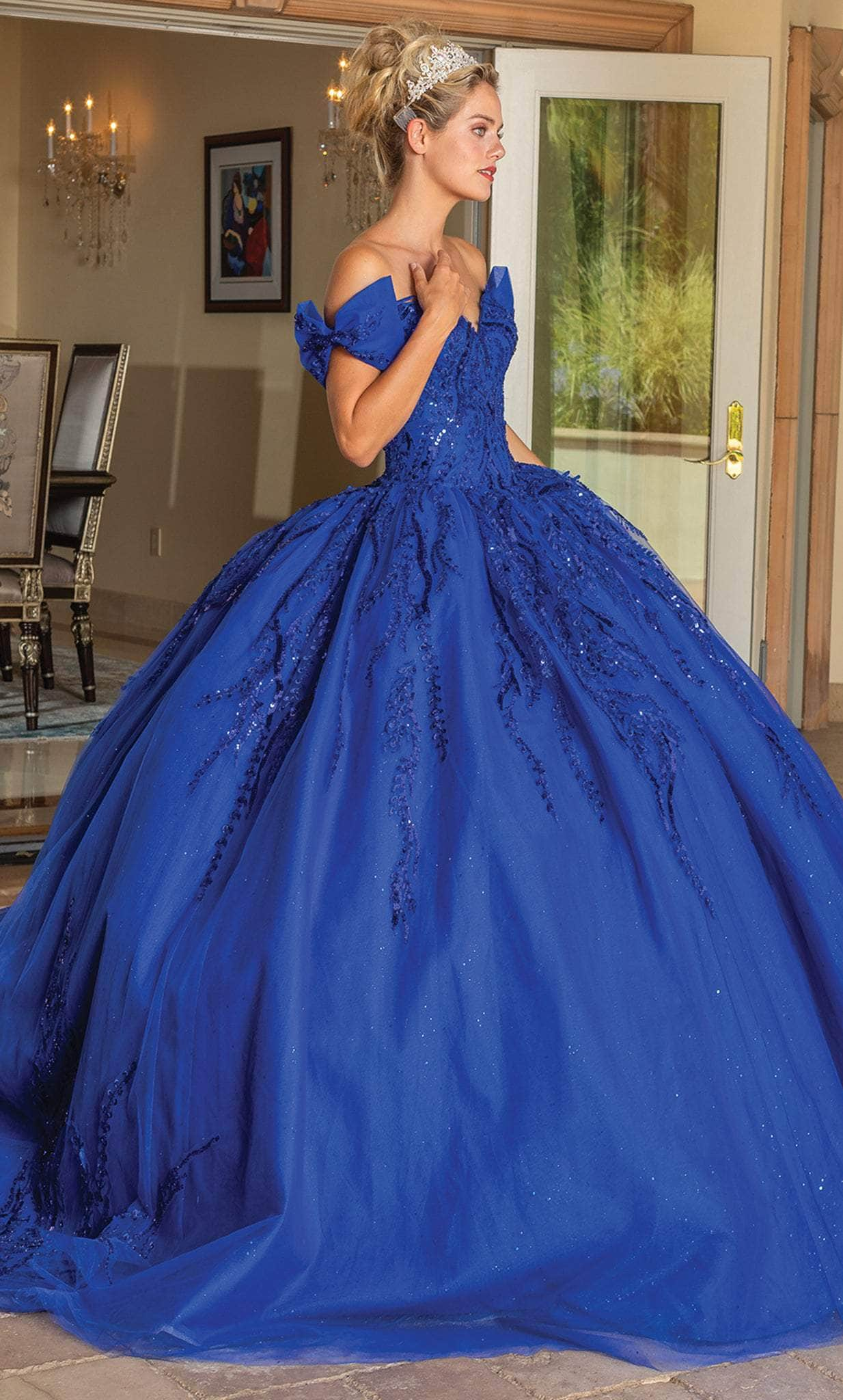 Dancing Queen 1780 - Bow Accented Off Shoulder Ballgown Special Occasion Dress