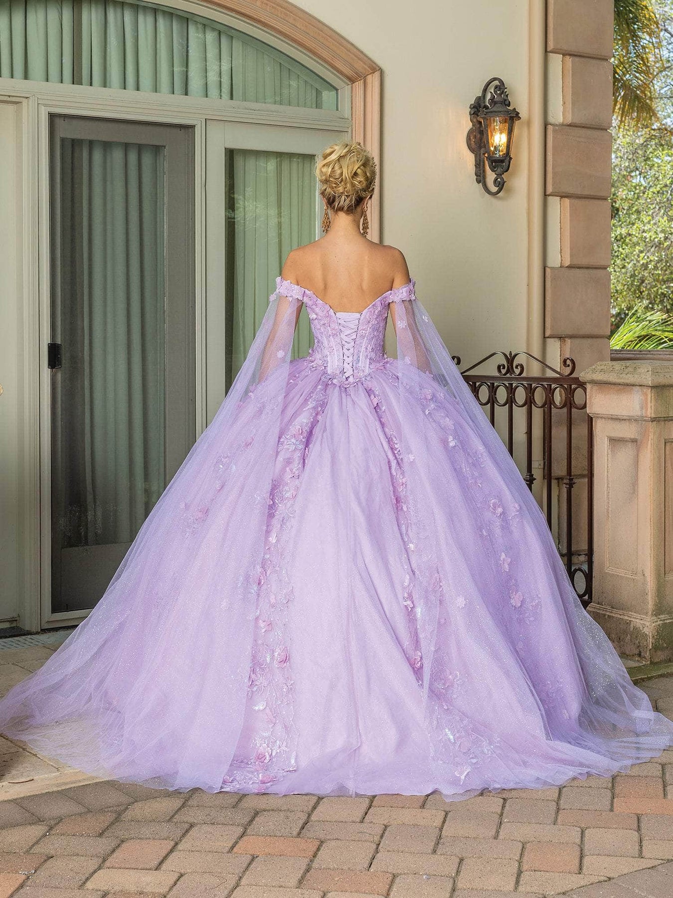 Fairy 3D Flowers Long Sleeve Champagne Prom Dress - Xdressy