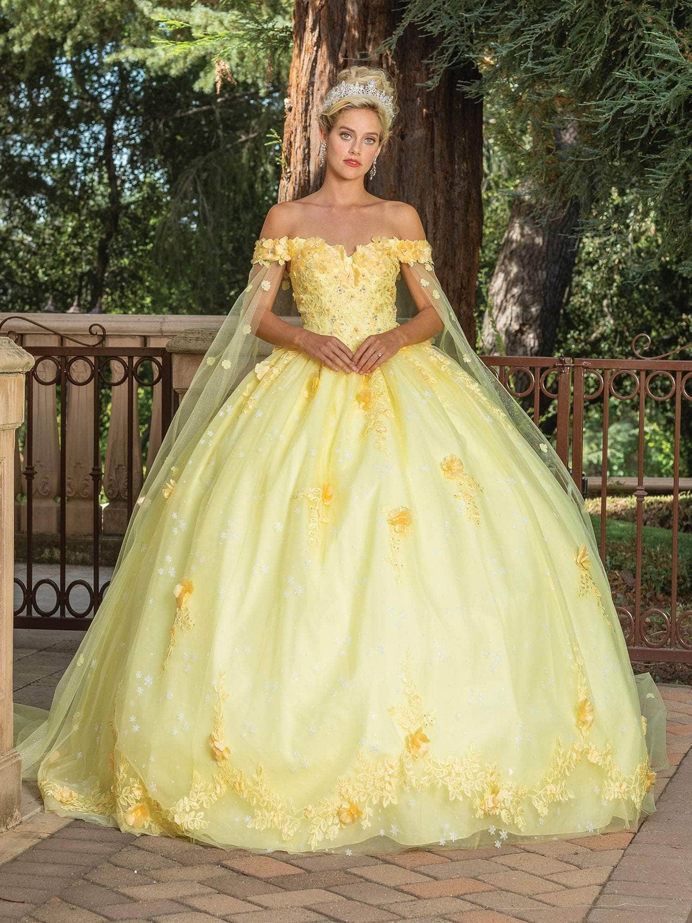 Dancing Queen 1789 - Sheer Cape Sleeve Ballgown Special Occasion Dress