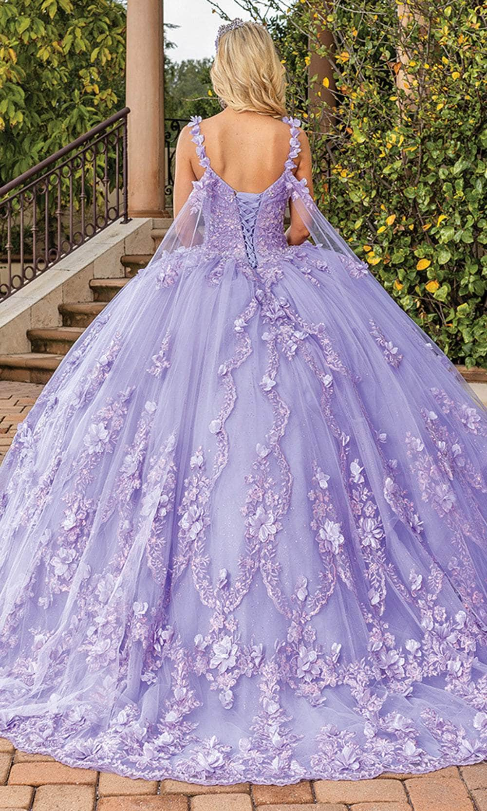 Dancing Queen 1808 - Floral Appliqued V-Neck Ballgown Special Occasion Dress