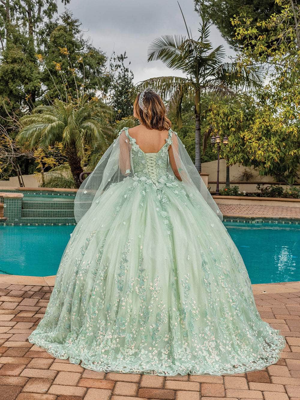 Dancing Queen 1819 Long Quinceanera Dress Sage / Small Dancing Queen 1819 Long Quinceanera Dress Sage / Small